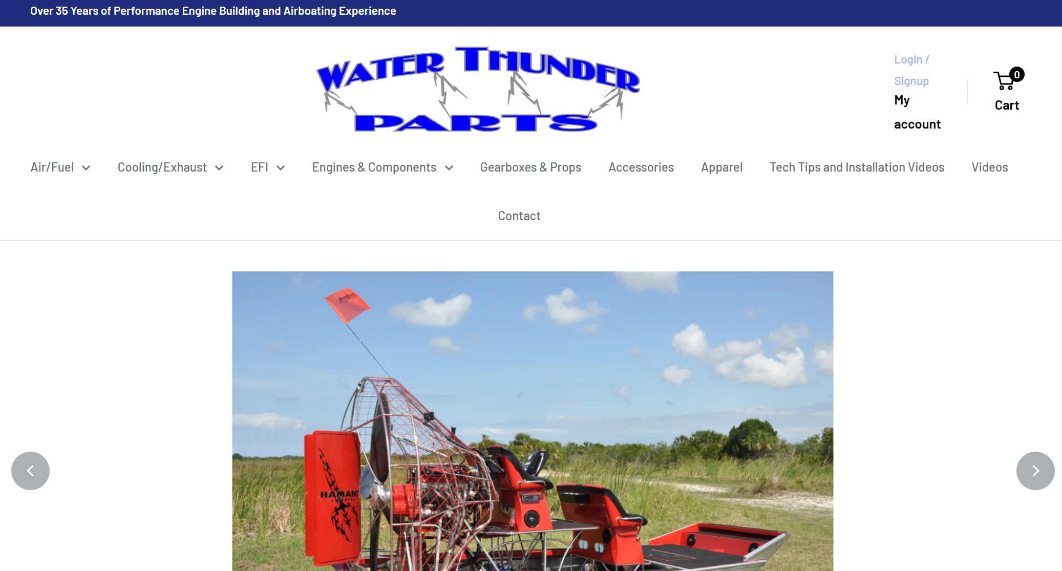 Water Thunder Parts website screenshot